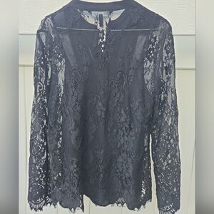 White House Black Market Black Lace Blouse